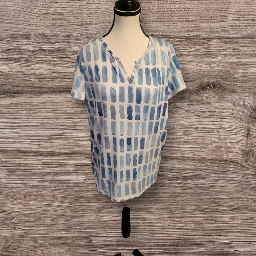 Blue Patterned Women's Top, Medium, EUC